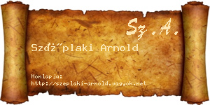 Széplaki Arnold névjegykártya